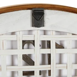 Clocks-Kirkland's Home White Rustic Woven Farmhouse Wall Clock