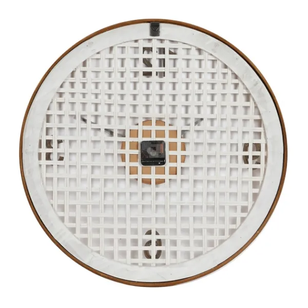 Clocks-Kirkland's Home White Rustic Woven Farmhouse Wall Clock