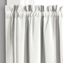 Curtains & Drapes-Kirkland's Home White Stripe Cafe Curtain Panel Set, 36 In. Gray