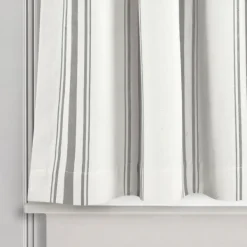 Curtains & Drapes-Kirkland's Home White Stripe Cafe Curtain Panel Set, 36 In. Gray