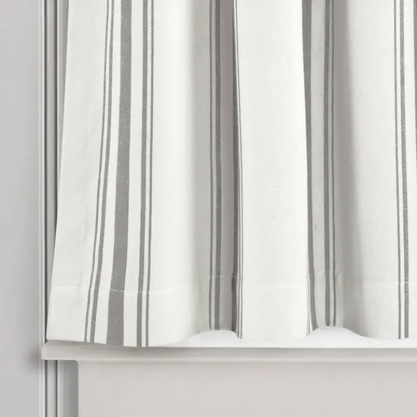 Curtains & Drapes-Kirkland's Home White Stripe Cafe Curtain Panel Set, 36 In. Gray