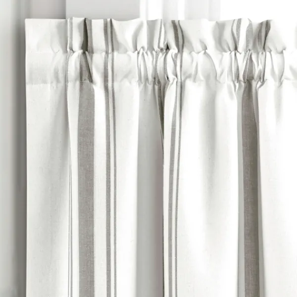 Curtains & Drapes-Kirkland's Home White Stripe Cafe Curtain Panel Set, 24 In. Gray