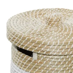 Baskets & Boxes-Kirkland's Home White Stripe Sea Grass 2-Pc. Storage Baskets Tan/White