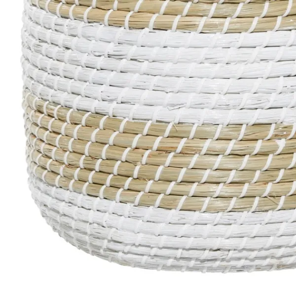 Baskets & Boxes-Kirkland's Home White Stripe Sea Grass 2-Pc. Storage Baskets Tan/White
