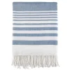 Blankets & Throws-Kirkland's Home White Stripe Throw Blanket With Fringe Blue