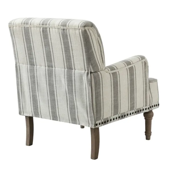 Accent Chairs-Kirkland's Home White Stripe Upholstered Accent Chair Gray