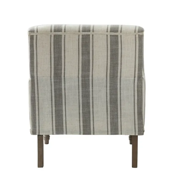 Accent Chairs-Kirkland's Home White Stripe Upholstered Accent Chair Gray
