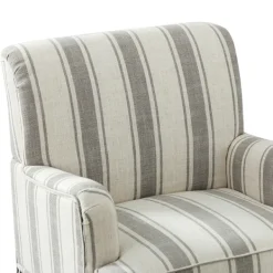Accent Chairs-Kirkland's Home White Stripe Upholstered Accent Chair Gray