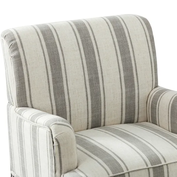 Accent Chairs-Kirkland's Home White Stripe Upholstered Accent Chair Gray