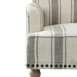 Accent Chairs-Kirkland's Home White Stripe Upholstered Accent Chair Gray