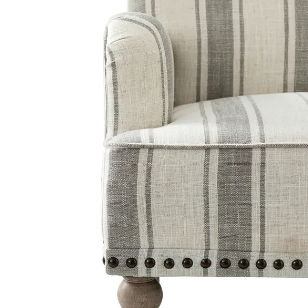 Accent Chairs-Kirkland's Home White Stripe Upholstered Accent Chair Gray