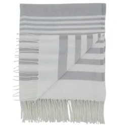 Blankets & Throws-Kirkland's Home White Stripe With Fringe Throw Blanket Gray