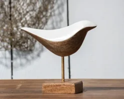 Statues & Figurines-Kirkland's Home White Swoop Mango Wood Bird Sculpture White/Brown
