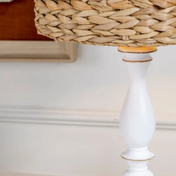 Table Lamps-Kirkland's Home White Table Lamp With Hand Woven Raffia Shade White/Brown