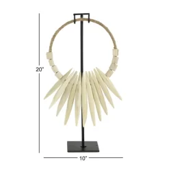 Statues & Figurines-Kirkland's Home White Teak Wood Necklace Sculpture Ivory