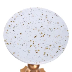 Accent & End Tables-Kirkland's Home White Terrazzo Top And Base Accent Table Gold