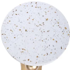 Accent & End Tables-Kirkland's Home White Terrazzo Top And Base Accent Table Silver