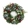 Wreaths-Kirkland's Home White Tip Pinecone And Eucalyptus Wreath Green/White/Red