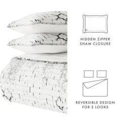 Quilts-Kirkland's Home White Trellis Reversible 3-Pc. King Quilt Set White/Gray