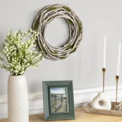 Wreaths-Kirkland's Home White Twig And Moss Wreath White/Green