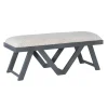 Benches & Ottomans-Kirkland's Home White Upholstered Seat And Blue Wood Bench Blue/White