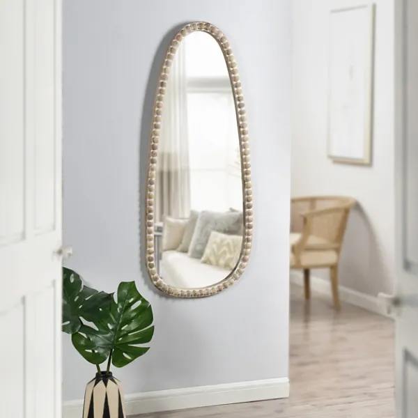 Decorative Mirrors-Kirkland's Home White Washed Abstract Shape Wall Mirror