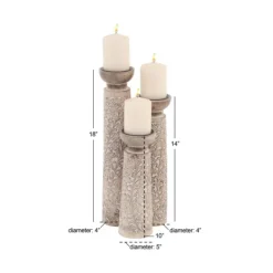 Candle Holders-Kirkland's Home White Washed Floral Wood Candle Holders, Set Of 3 White/Brown