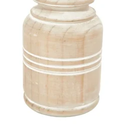 Candle Holders-Kirkland's Home White Washed Wood Carved Candle Holders, Set Of 3 White/Brown/Tan