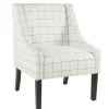 Accent Chairs-Kirkland's Home White Windowpane Modern Swoop Accent Chair White/Black