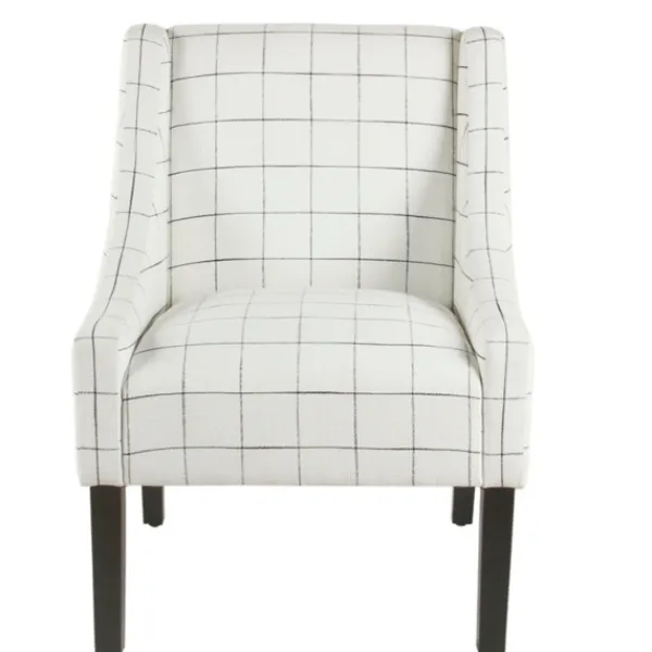 Accent Chairs-Kirkland's Home White Windowpane Modern Swoop Accent Chair White/Black