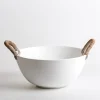 Decorative Bowls & Jars-Kirkland's Home White Wood And Rope Handles Decorative Bowl White/Tan