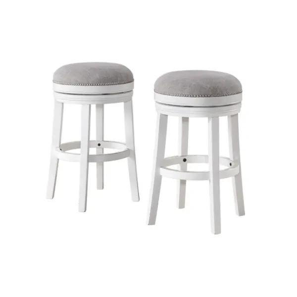 Bar Stools & Counter Height Stools-Kirkland's Home White Wood Backless Swivel 2-Pc. Bar Stool Set Gray