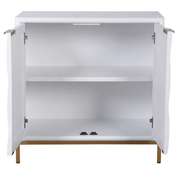 Cabinets & Sideboards-Kirkland's Home White Wood Basket Weave Cabinet