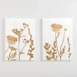 Wall Plaques-Kirkland's Home White Wood Botanical I Wall Plaque White/Brown