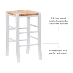 Bar Stools & Counter Height Stools-Kirkland's Home White Wood Grass Backless 2-Pc. Counter Stool Set Tan