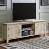 Tv Stands & Media Consoles-Kirkland's Home White Wood Grooved Door Tv Stand Ivory