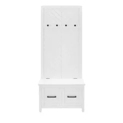 Entryway Furniture-Kirkland's Home White Wood Herringbone Hall Tree