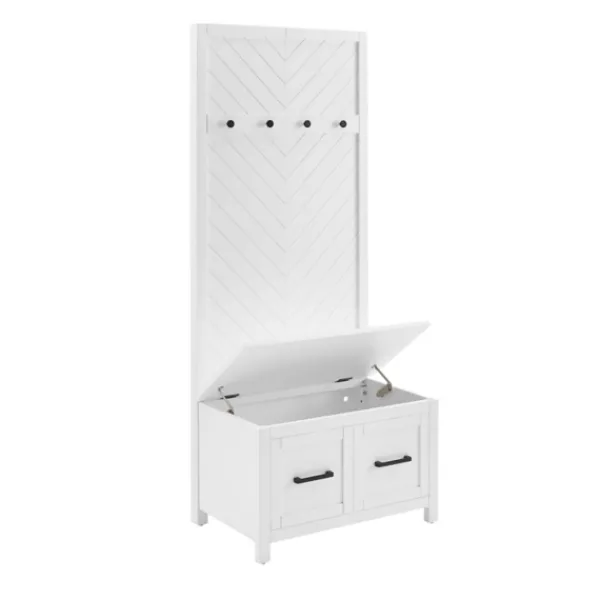 Entryway Furniture-Kirkland's Home White Wood Herringbone Hall Tree