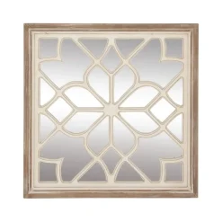 Decorative Mirrors-Kirkland's Home White Wood Lattice Overlay Mirror, 30X30 In.