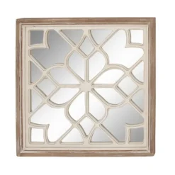 Decorative Mirrors-Kirkland's Home White Wood Lattice Overlay Mirror, 30X30 In.