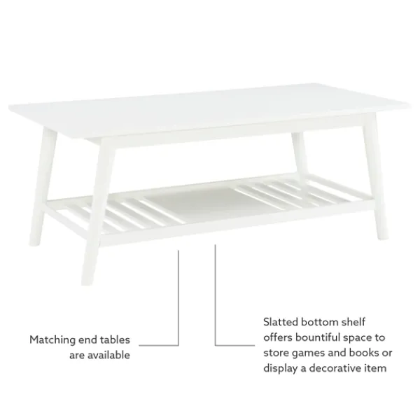Coffee Tables-Kirkland's Home White Wood Midcentury Coffee Table