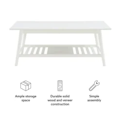 Coffee Tables-Kirkland's Home White Wood Midcentury Coffee Table