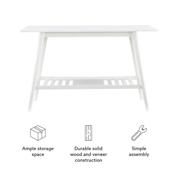 Console Tables-Kirkland's Home White Wood Midcentury Console Table