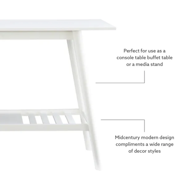 Console Tables-Kirkland's Home White Wood Midcentury Console Table
