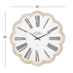 Clocks-Kirkland's Home White Wood Scalloped Frame Wall Clock