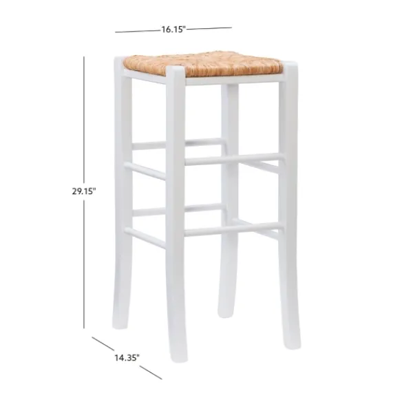 Bar Stools & Counter Height Stools-Kirkland's Home White Wood Seagrass Backless 2-Pc. Bar Stool Set Tan