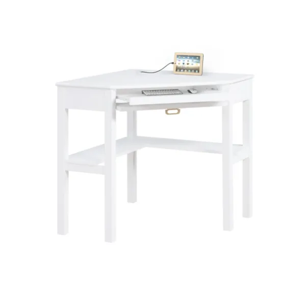 Office Furniture-Kirkland's Home White Wood Single Drawer Corner Desk