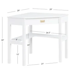 Office Furniture-Kirkland's Home White Wood Single Drawer Corner Desk