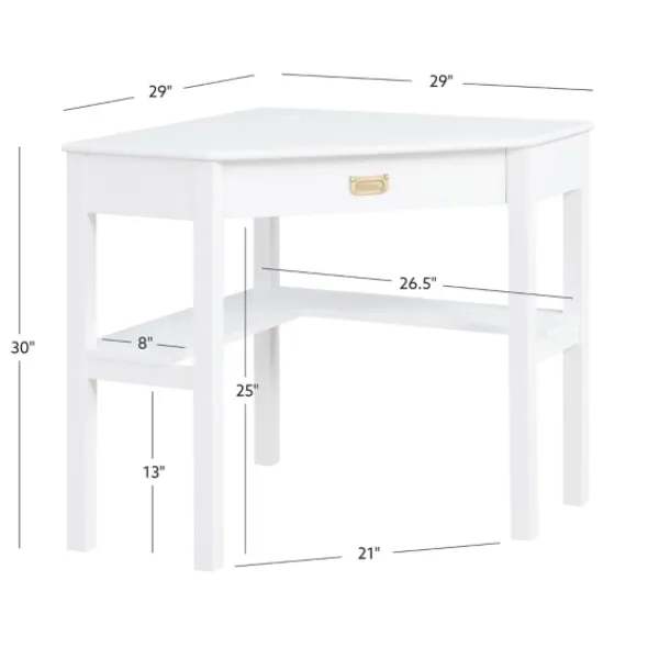 Office Furniture-Kirkland's Home White Wood Single Drawer Corner Desk