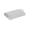 Decorative Trays-Kirkland's Home White Wood Tray With Gold Handles White/Gold